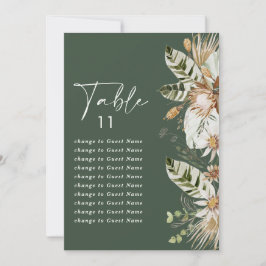 Planes de asiento de mesa de bodas verdes tropical