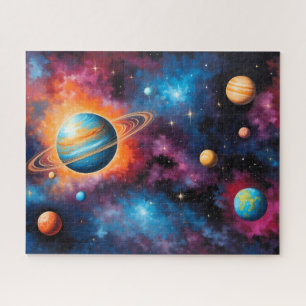 Planeta Anillado Galaxia Colorida Rompecabezas Esp