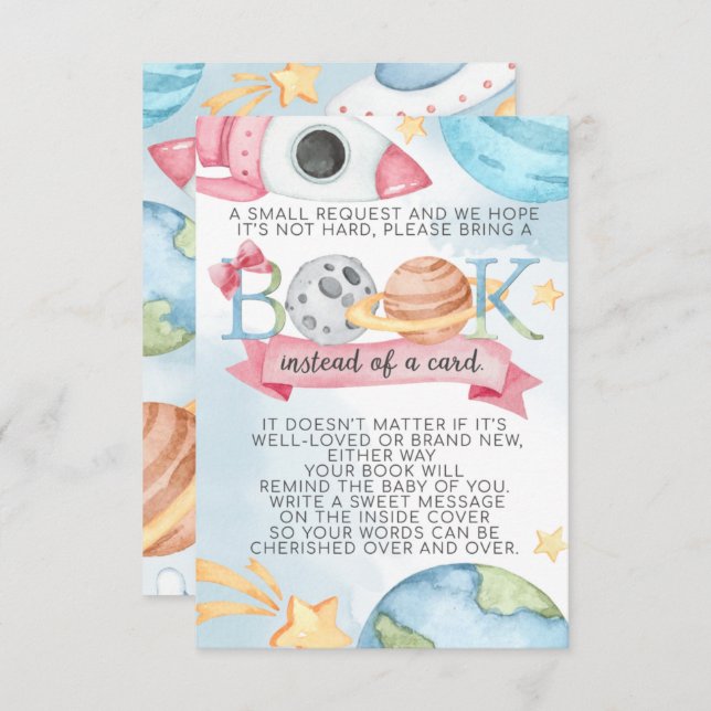 Planeta espacial Chica rosa solicitud tarjeta de r (Anverso / Reverso)