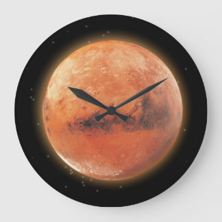 Planeta Marte y reloj de pared estrellado de la