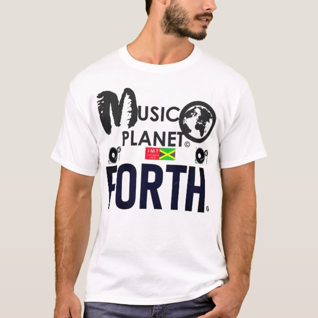 PLANETA MÚSICA PARA LA camiseta básica masculina (Anverso)