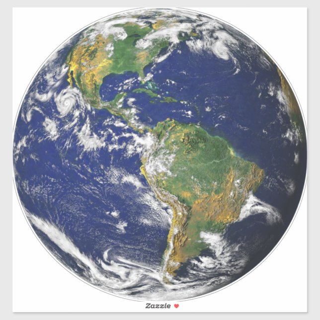 PLANETA TIERRA DESDE EL ESPACIO 14" Sq. Pegatina c (Hoja)