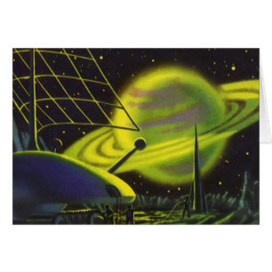 Planeta Verde Neon de Ciencia Ficción Vintage con 