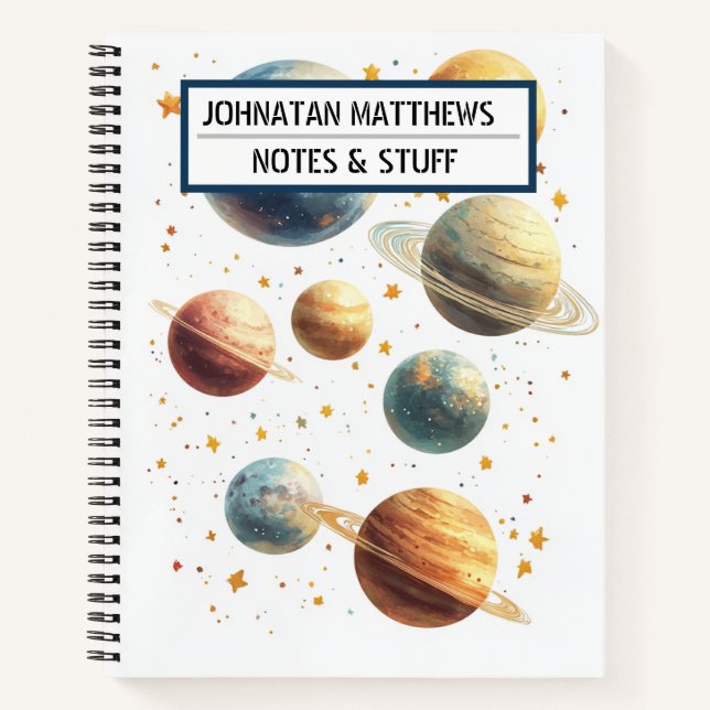 Planetas con temática espacial Cuaderno (Anverso)