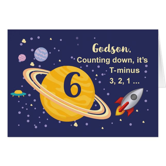 Planetas de cumpleaños 6 de Godson en el espacio e (Anverso (Horizontal))