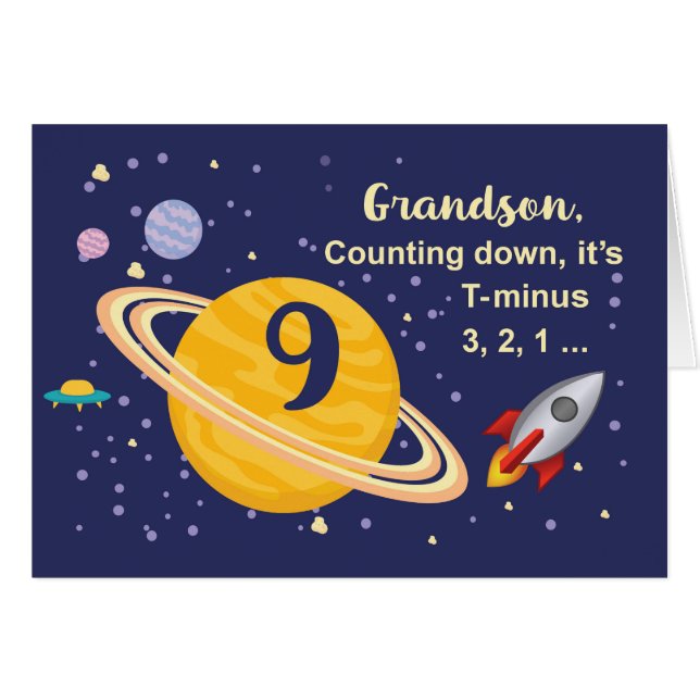 Planetas de cumpleaños 9 en el espacio exterior (Anverso (Horizontal))