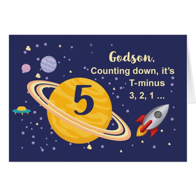 Planetas de cumpleaños número 5 de Godson en el es (Anverso (Horizontal))