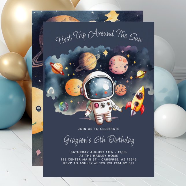 Planetas del espacio exterior Azul 6 Invitación de (Subido por el creador)