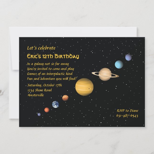 Planetas en invitación espacial (Anverso)