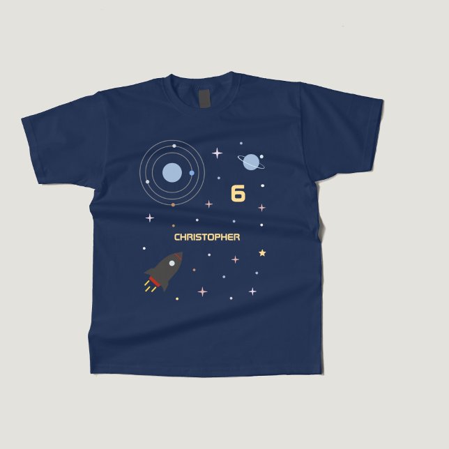 Planetas y cohetes, camiseta para niños en el espa (Planets & Rocket, Outer Space Kid T-Shirt)