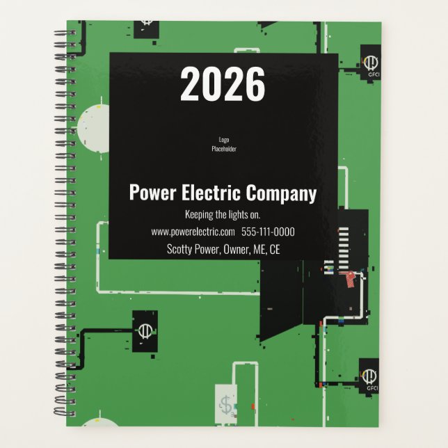 Planificador 2026 para Construcción de Electricist (Anverso)