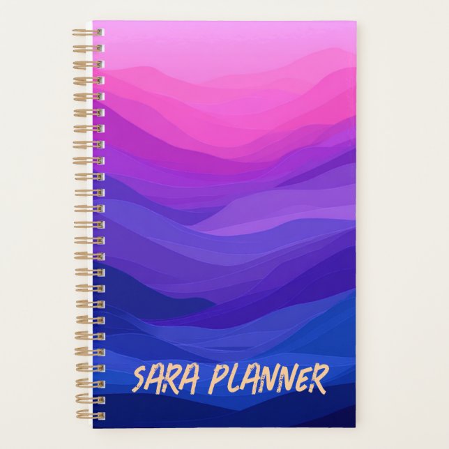 Planificador Abstracto Morado Personalizado | Nomb (Anverso)