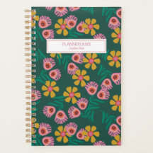 planificador agenda floral verde personalizado bon