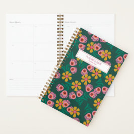 planificador agenda floral verde personalizado bon