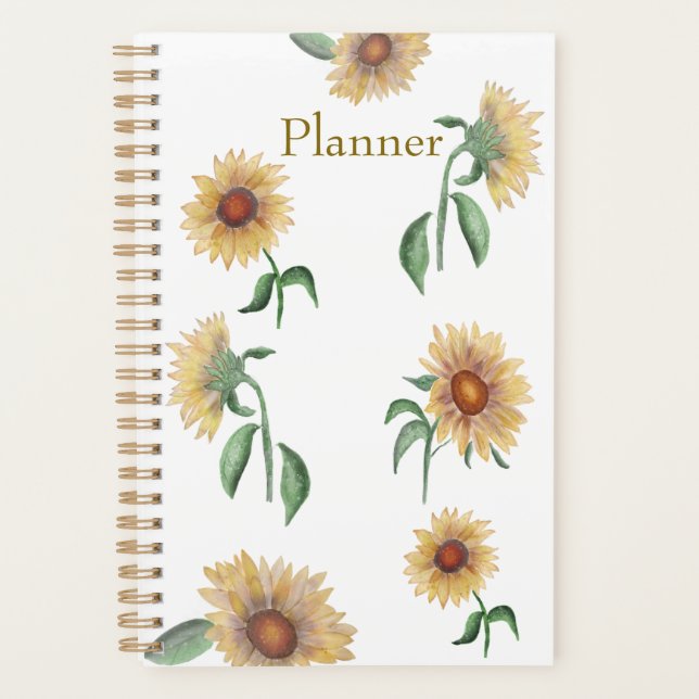 Planificador Anual de Acuarela de Girasol (Anverso)
