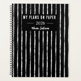 Planificador Anual de Rayas Blancas y Negras Dibuj