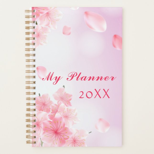 Planificador Anual Floral Rosa Personalizado (Anverso)
