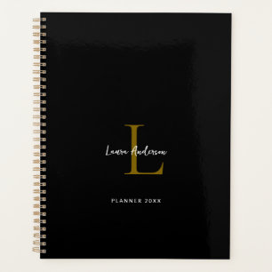 Planificador blanco y negro monogramado