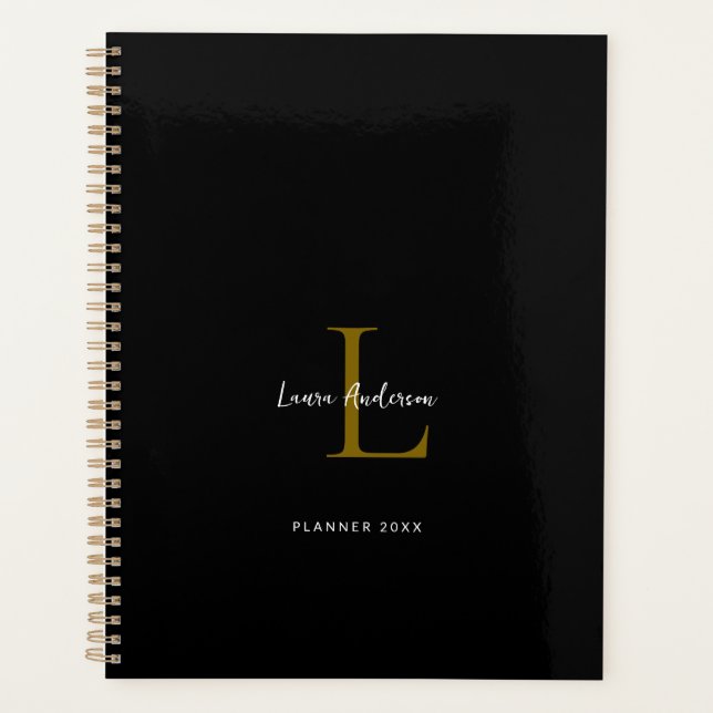 Planificador blanco y negro monogramado (Anverso)