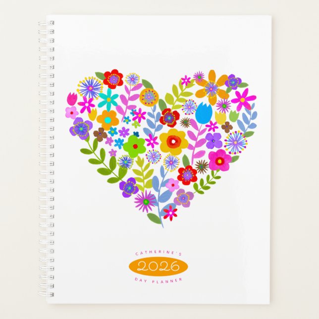 Planificador Boho Wildflower Heart 2026 (Anverso)