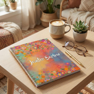 Planificador caprichoso floral colorido bohemio
