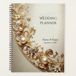 Planificador con floritura dorada ornamentada