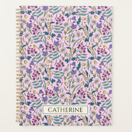 Planificador con patrón de flores silvestres