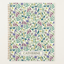 Planificador con patrón de flores silvestres