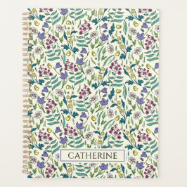 Planificador con patrón de flores silvestres