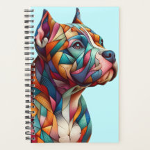 Planificador con Pitbull Terrier cubista multicolo