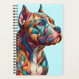 Planificador con Pitbull Terrier cubista multicolo
