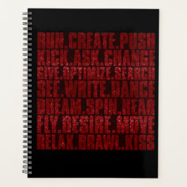 Planificador de acción Purpurinoso rojo y negro