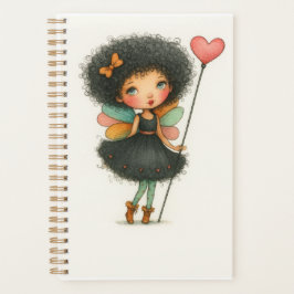 Planificador de acuarela de niña hada de cabello r