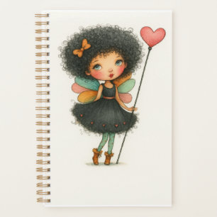 Planificador de acuarela de niña hada de cabello r