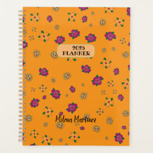 Planificador de Agenda Flores Verde 2025