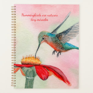 planificador de arte de acuarela de colibrí