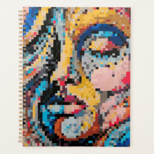 Planificador de arte de píxeles coloridos con dise