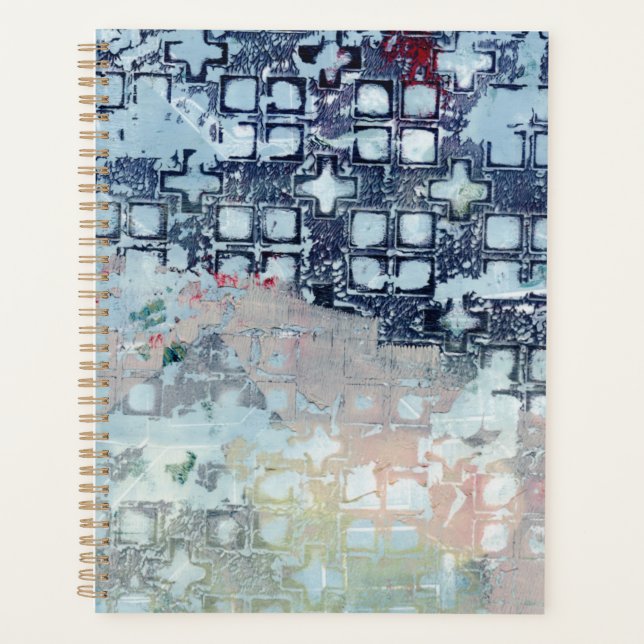 Planificador de arte moderno abstracto azul (Anverso)