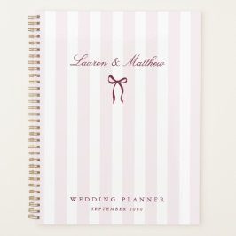 Planificador de Boda con Lazo de Rayas Rosadas
