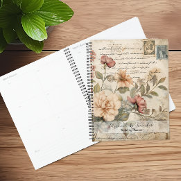 Planificador de Boda de Diario Basura Floral Vinta