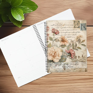 Planificador de Boda de Diario Basura Floral Vinta