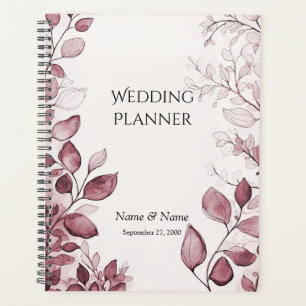 Planificador de Boda de Hojas Rojas Modernas