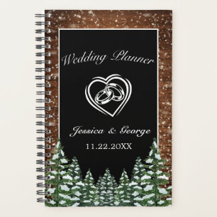 Planificador de Boda de Pino y Madera de Nieve Neg