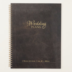 planificador de boda estético de cuero elegante do