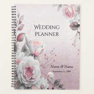 Planificador de boda floral blanco rosa