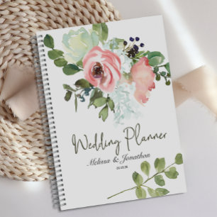 Planificador de boda floral Blush y cáscara de hue