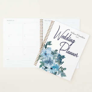 Planificador de Boda Floral de Rosas Azules Pastel