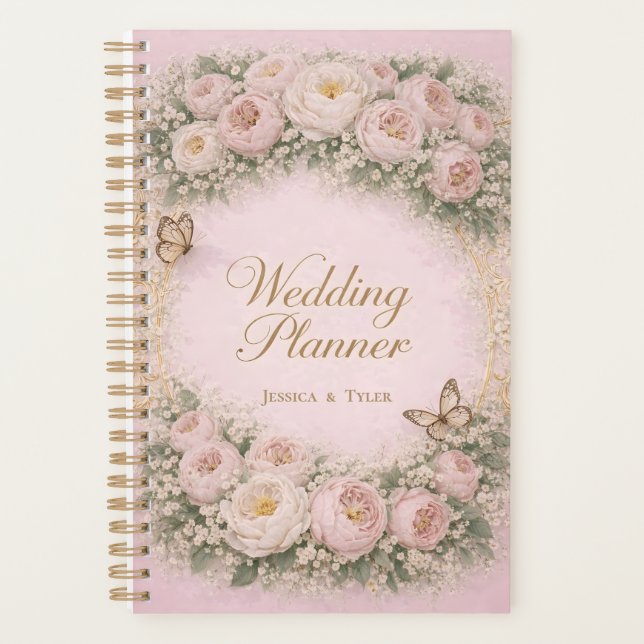 Planificador de Boda Floral Elegante Moderno (Anverso)