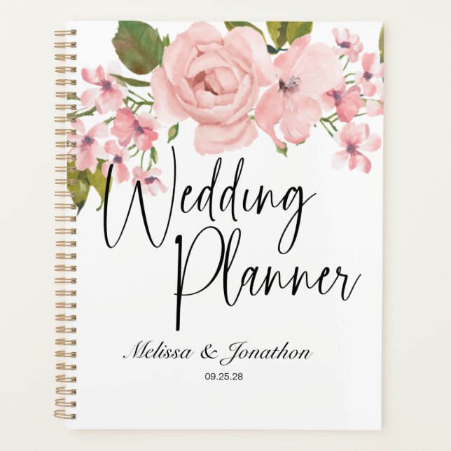 Planificador de Boda Floral Rosas Rosa Rubor (Anverso)