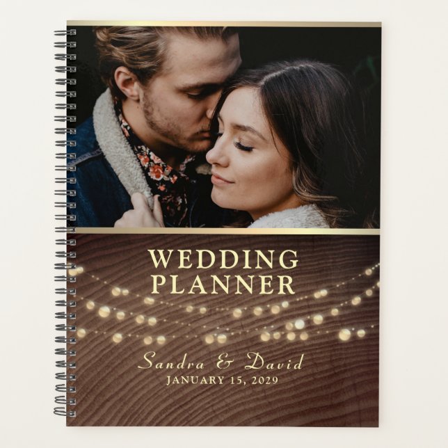 Planificador de Boda Luces de Cuerda de Madera Rús (Anverso)